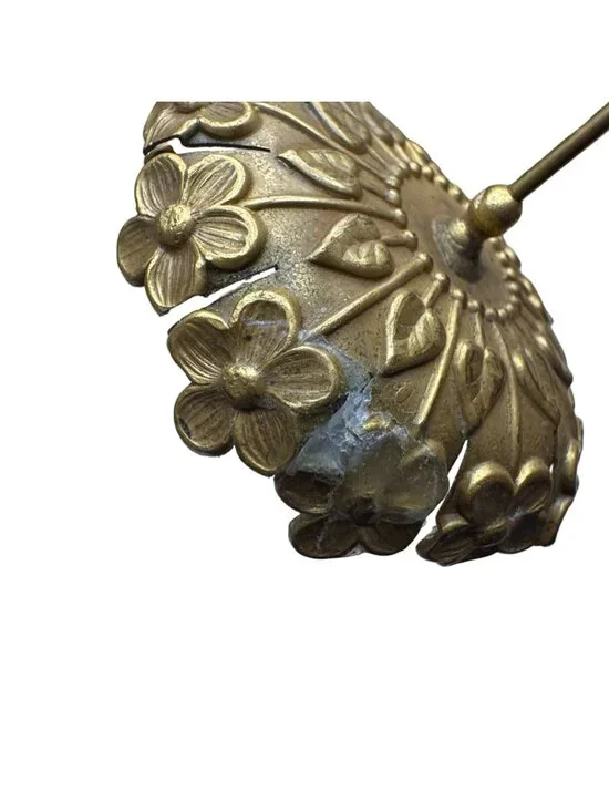 Vintage Brass Floral Hat Pin Large Flower Art Nouveau Deco Intricate Details 10" - Picture 3 of 8